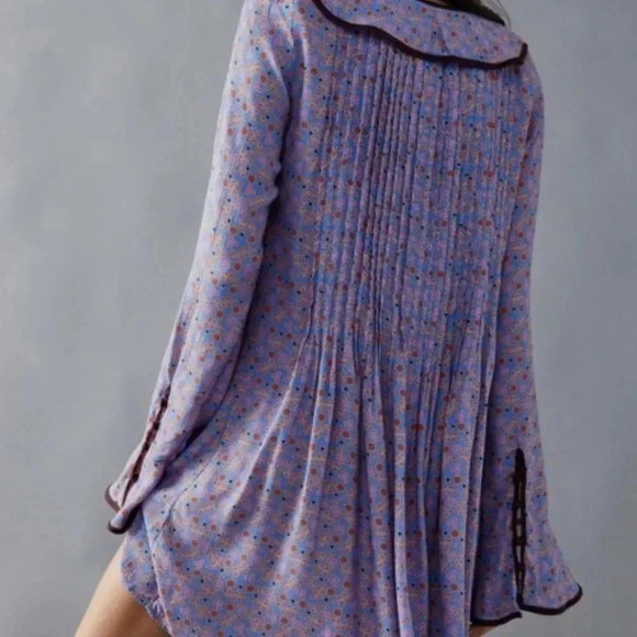 Free People Blossom Baby Mini Dress Floral Printed Ruffle Button Bell sleeve XS - Picture 3 of 9